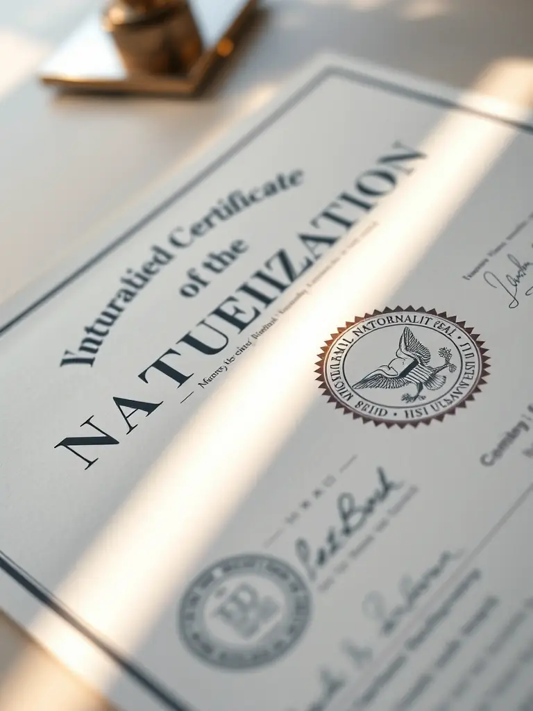 An image of a naturalization certificate, symbolizing the final step towards becoming a U.S. citizen.