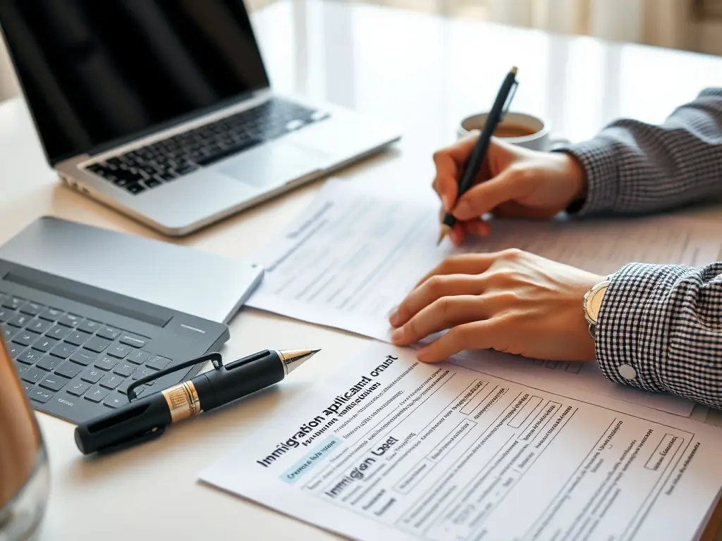 A close-up shot of a meticulously filled immigration form, highlighting the precision and attention to detail provided by Immigration Form Filler Specialist.